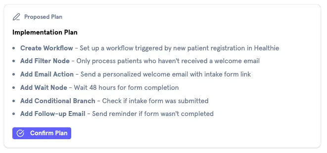Flo planning interface showing a structured plan before executing changes
